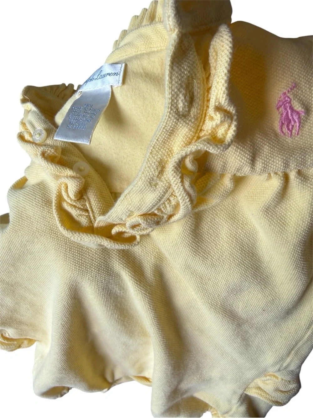 Ralph Lauren Butter Yellow Ruffled Baby Romper